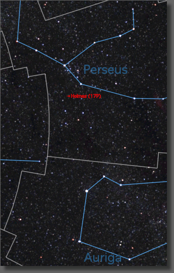 Map showing Comet Holmes Position on 10/24/07