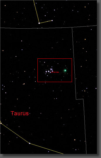 Map showing position of the comet on Jan. 7, 2005